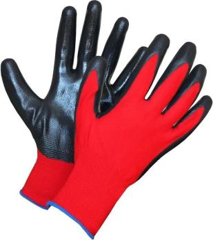 Перчатки нейлоновые с нитриловым покрытием "Черно-Красные"