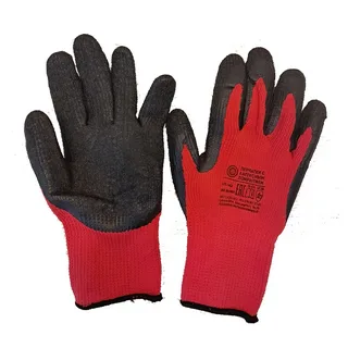 Перчатки нейлоновые с нитриловым морозостойким покрытием "Черно-Красные"